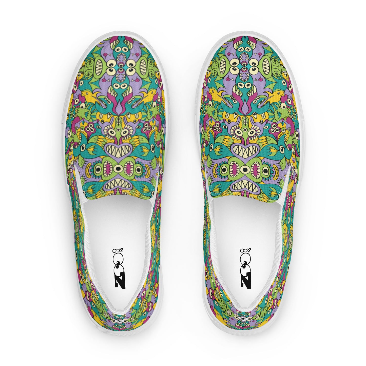 It's life but not as we know it pattern design Men’s slip-on canvas shoes. Top view