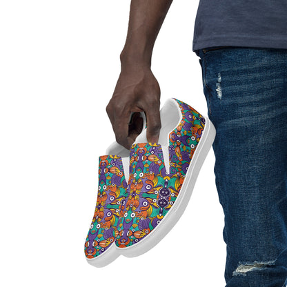 Dive into Whimsical Waters: An Undersea Odyssey - Men’s slip-on canvas shoes. Lifestyle