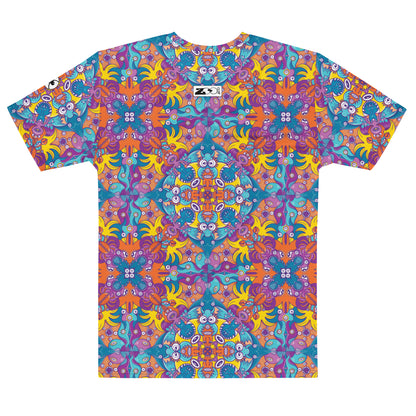 Ocean Doodle Delight Men’s Cotton T-shirt. Back view