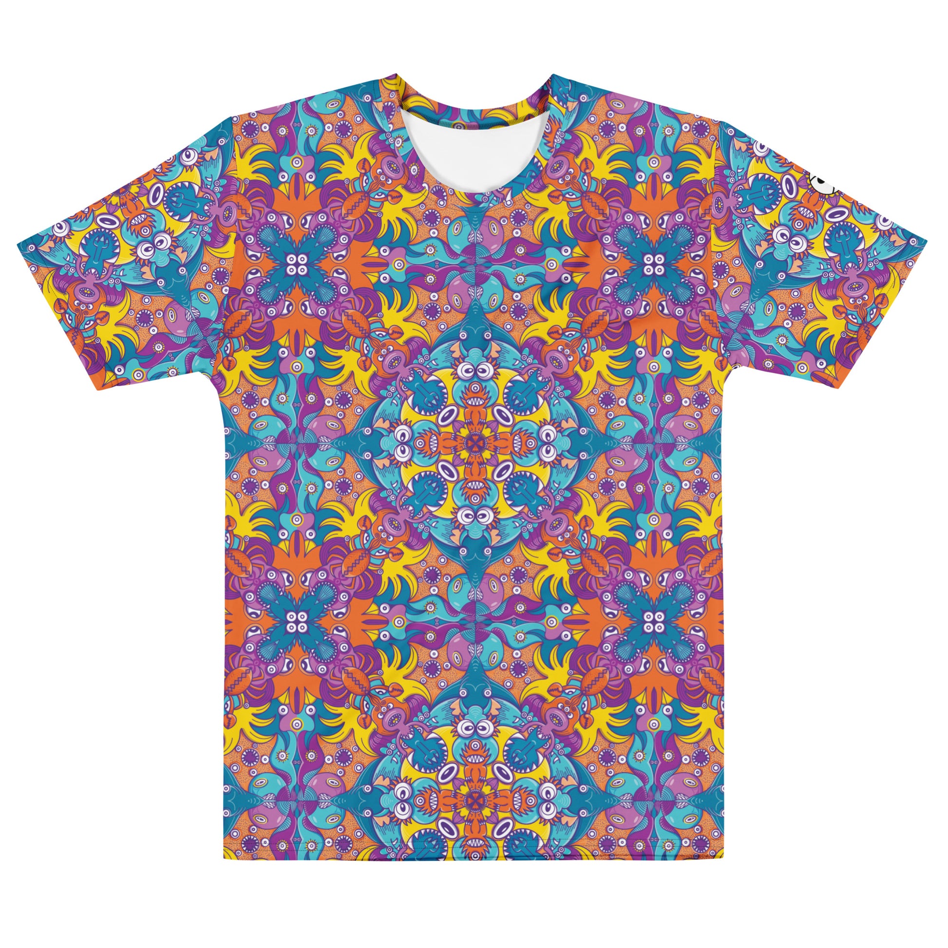 Ocean Doodle Delight Men’s Cotton T-shirt. Front view