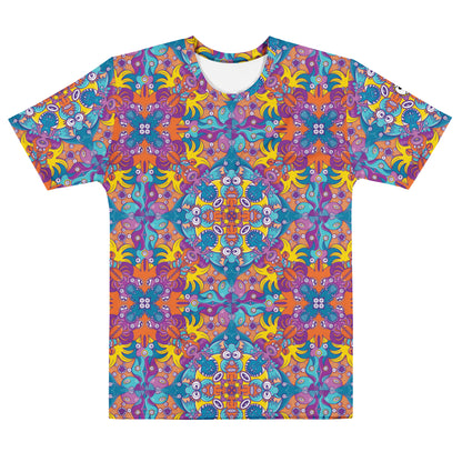 Ocean Doodle Delight Men’s Cotton T-shirt. Front view