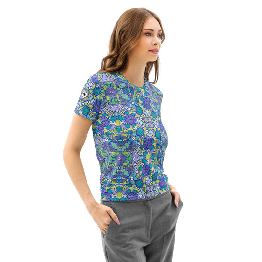 Once Upon a Time in an Ocean Full of Life Women's cotton t-shirt, lifestyle side view