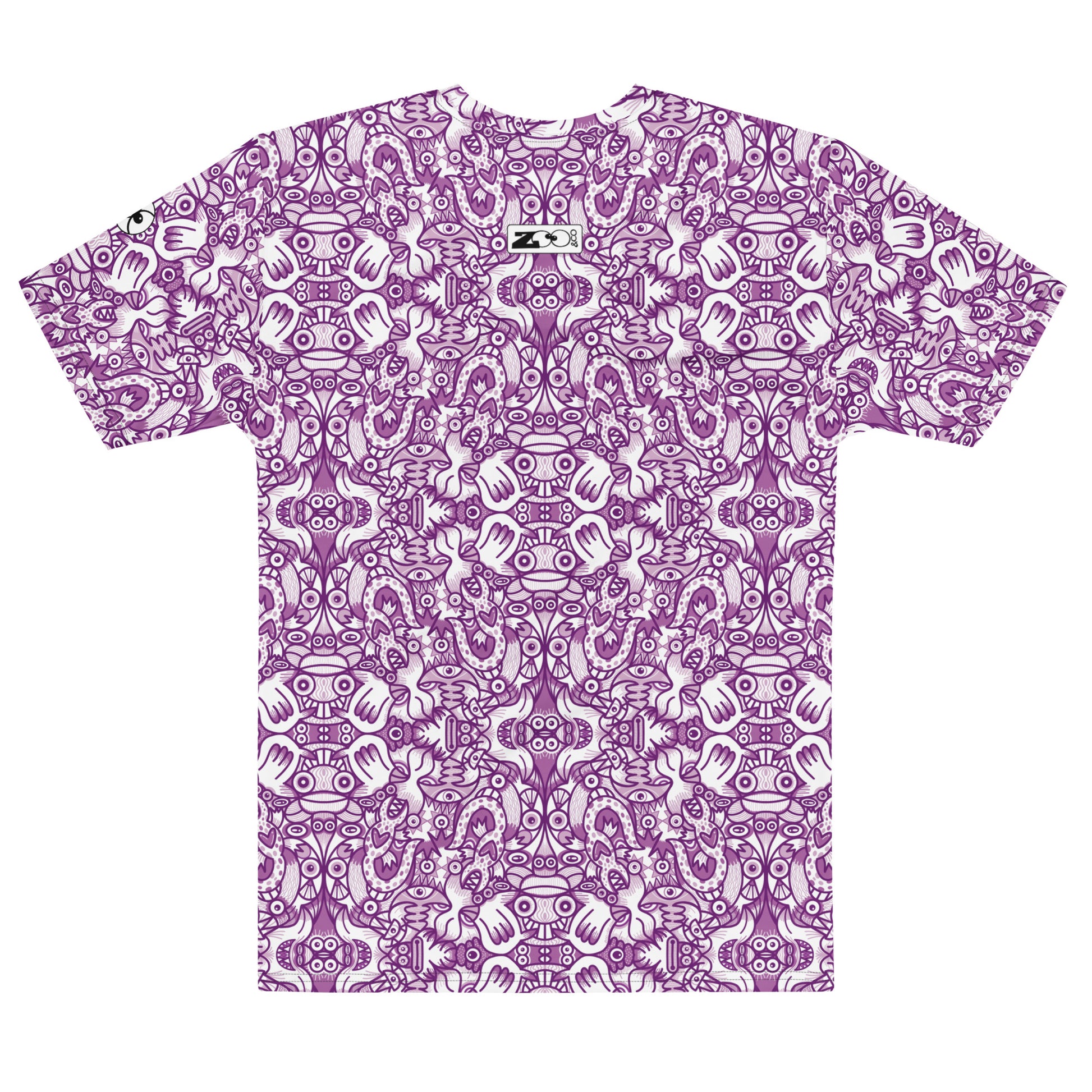 Mesmerizing Purple Doodle Fantasy – Men’s Cotton All-over Print T-Shirt. Back view