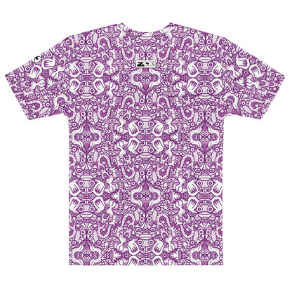 Mesmerizing Purple Doodle Fantasy – Men’s Cotton All-over Print T-Shirt. Back view