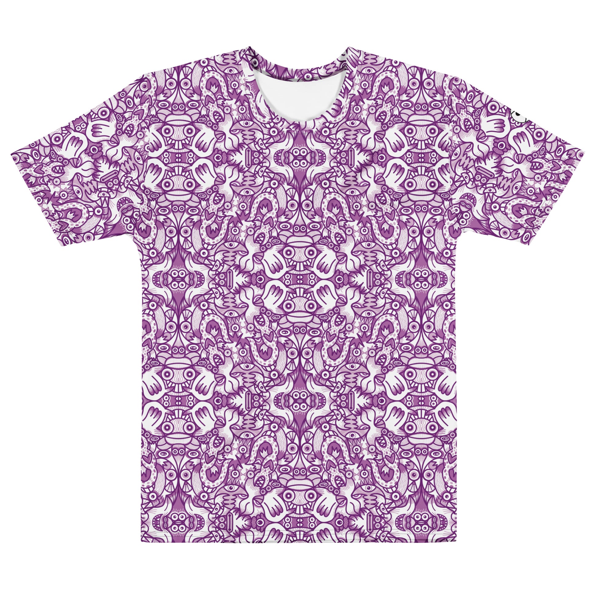 Mesmerizing Purple Doodle Fantasy – Men’s Cotton All-over Print T-Shirt. Front view