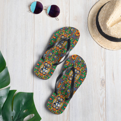 Fantastic African masks festival Flip-Flops. Lifestyle