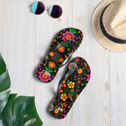 Wild flowers in a luxuriant jungle Flip-Flops. Lifestyle