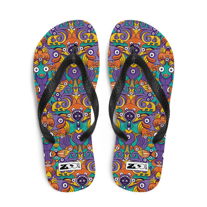 Dive into Whimsical Waters: An Undersea Odyssey - Flip-Flops. Top view