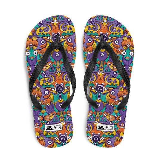 Dive into Whimsical Waters: An Undersea Odyssey - Flip-Flops. Top view