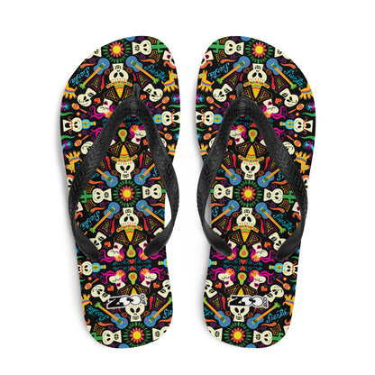 Day of the dead Mexican holiday Flip-Flops. Top view