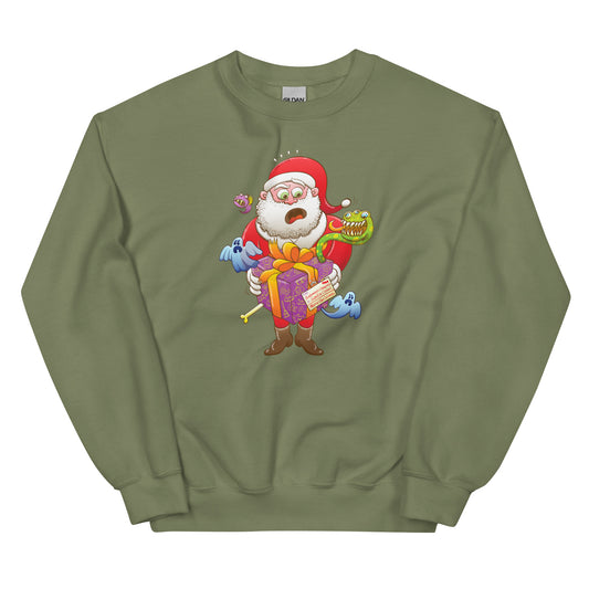 Creepy Christmas gift for Santa - Unisex Sweatshirt. Military green. Front view