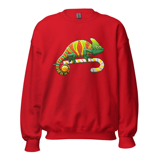 Christmas chameleon ready for the big season - Unisex Sweatshirt. red. Front view