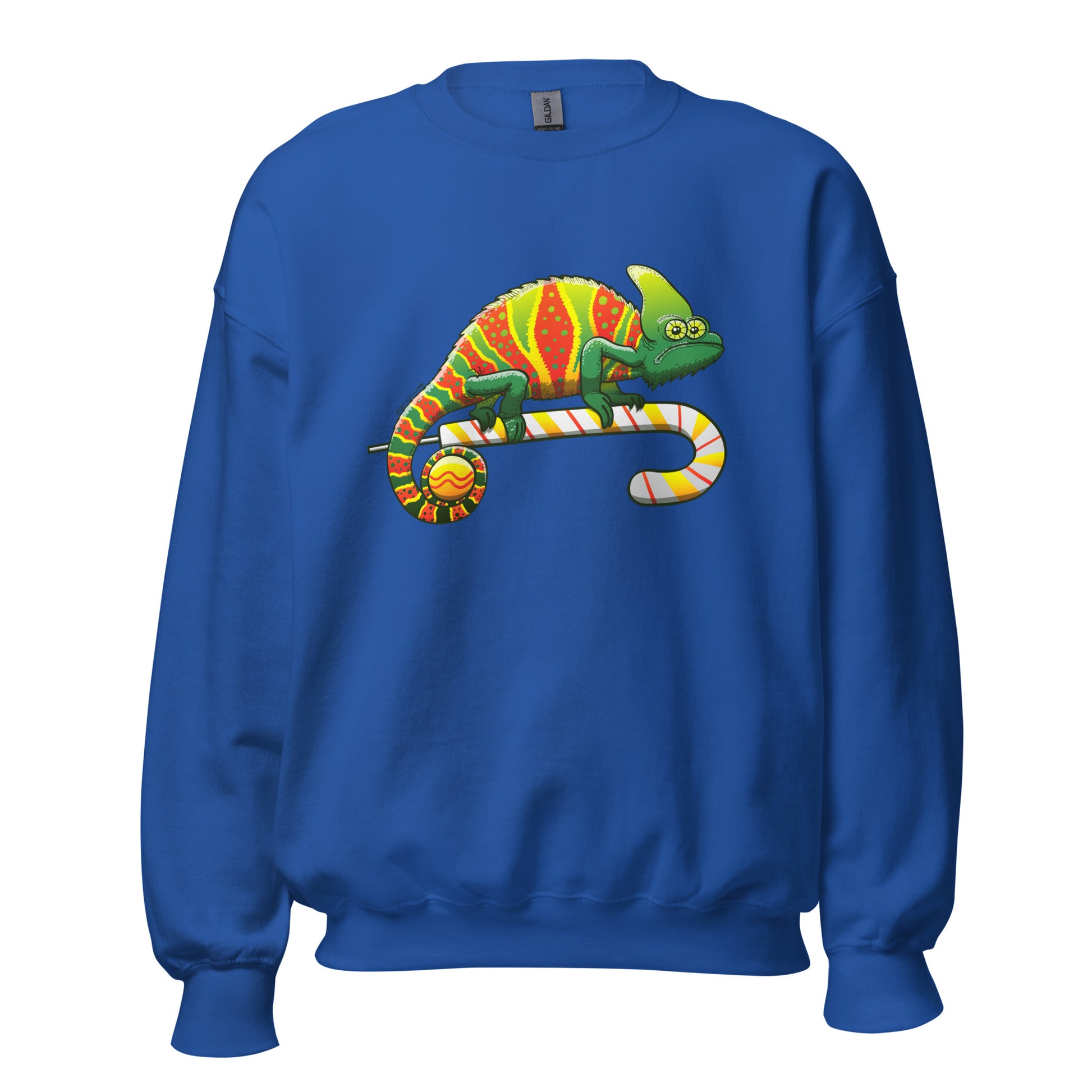 Christmas chameleon ready for the big season - Unisex Sweatshirt. Royal blue. Front view