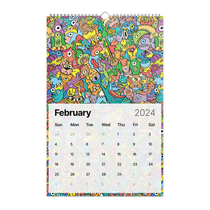 Zoo&co’s Doodle Art Wall calendar (2024). 11 x 17. February