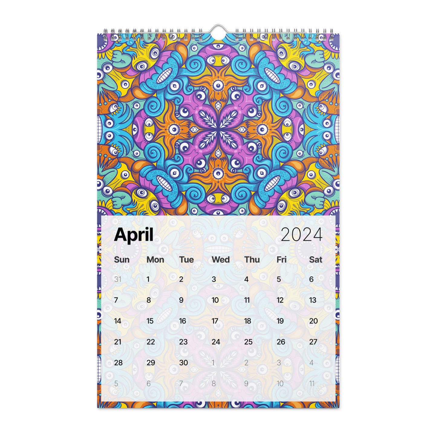Zoo&co’s Doodle Art Wall calendar (2024). 11 x 17. April