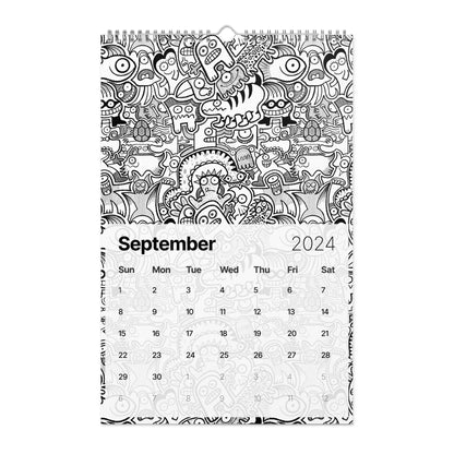 Zoo&co’s Doodle Art Wall calendar (2024). 11 x 17. September