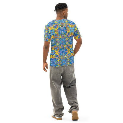 Wise Monkeys, Chaos to Mandala – Men’s Cotton All-over print T-Shirt. Lifestyle back view