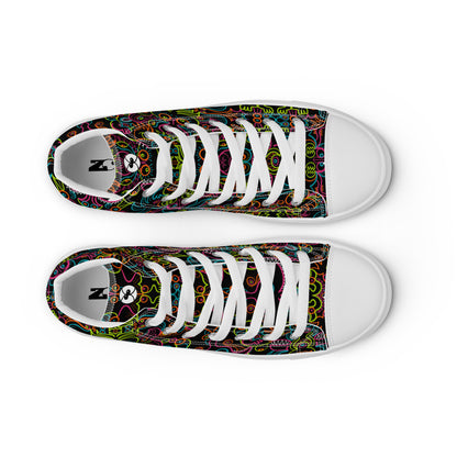 Doodle Carnival: A Kaleidoscope of Whimsical Wonders! - Women’s high top canvas shoes