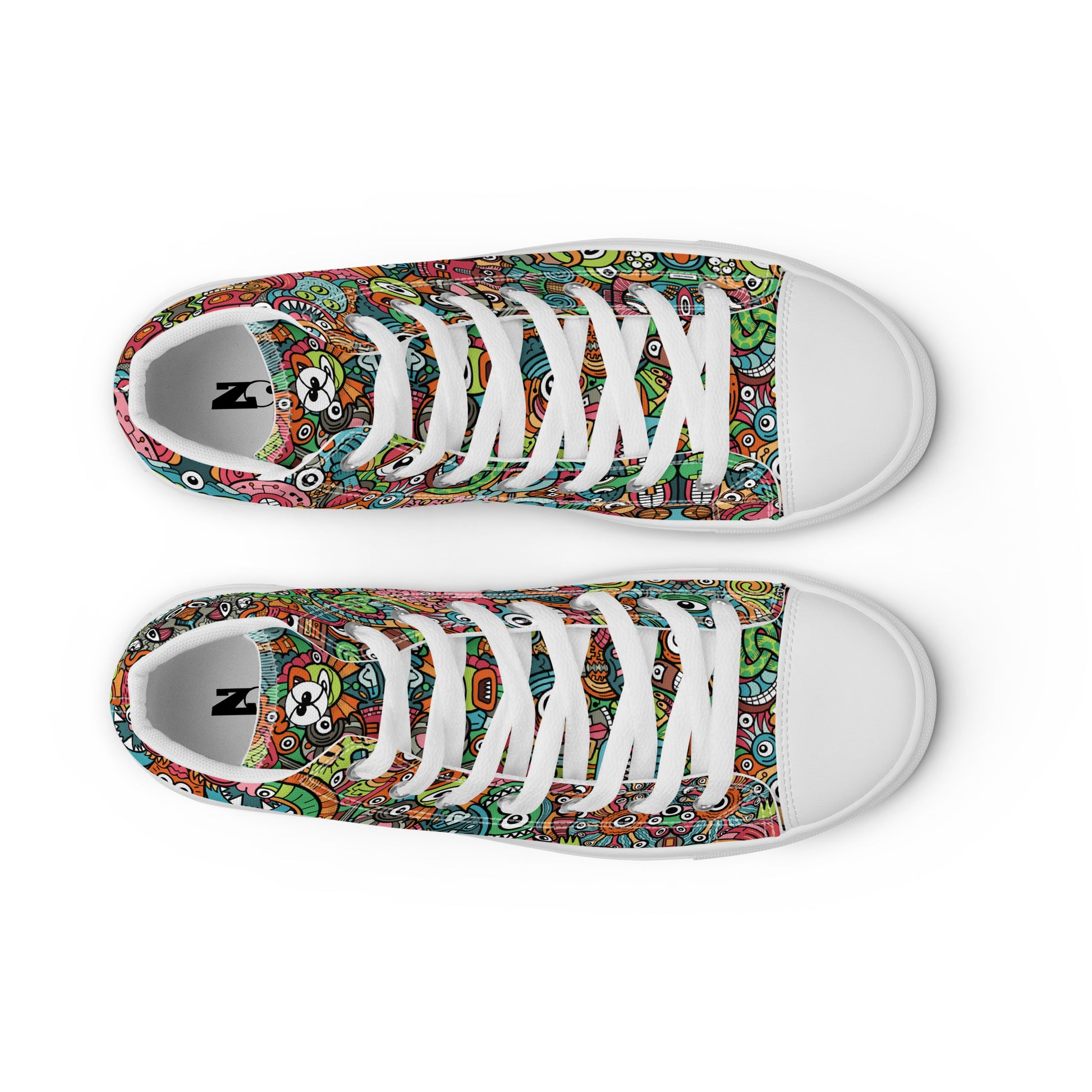 Robot Odyssey: A High-Tech Adventure with Quirky Bots - Women’s high top canvas shoes. Top view