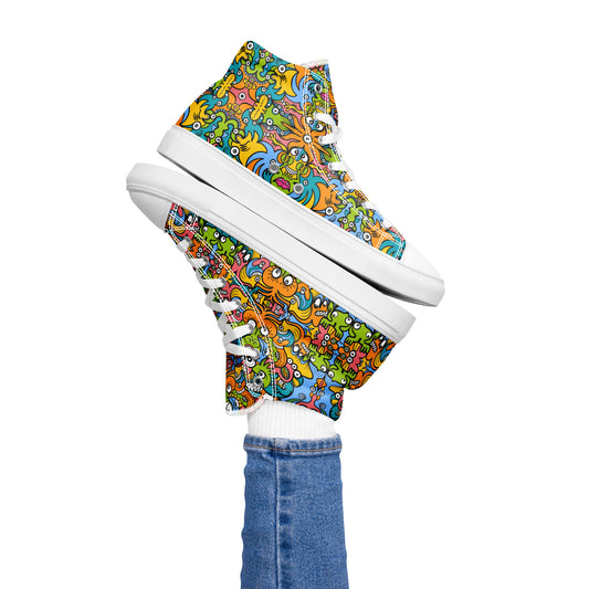 Enchantimals Fantasy Doodle Edition - Women’s high top canvas shoes. Side view