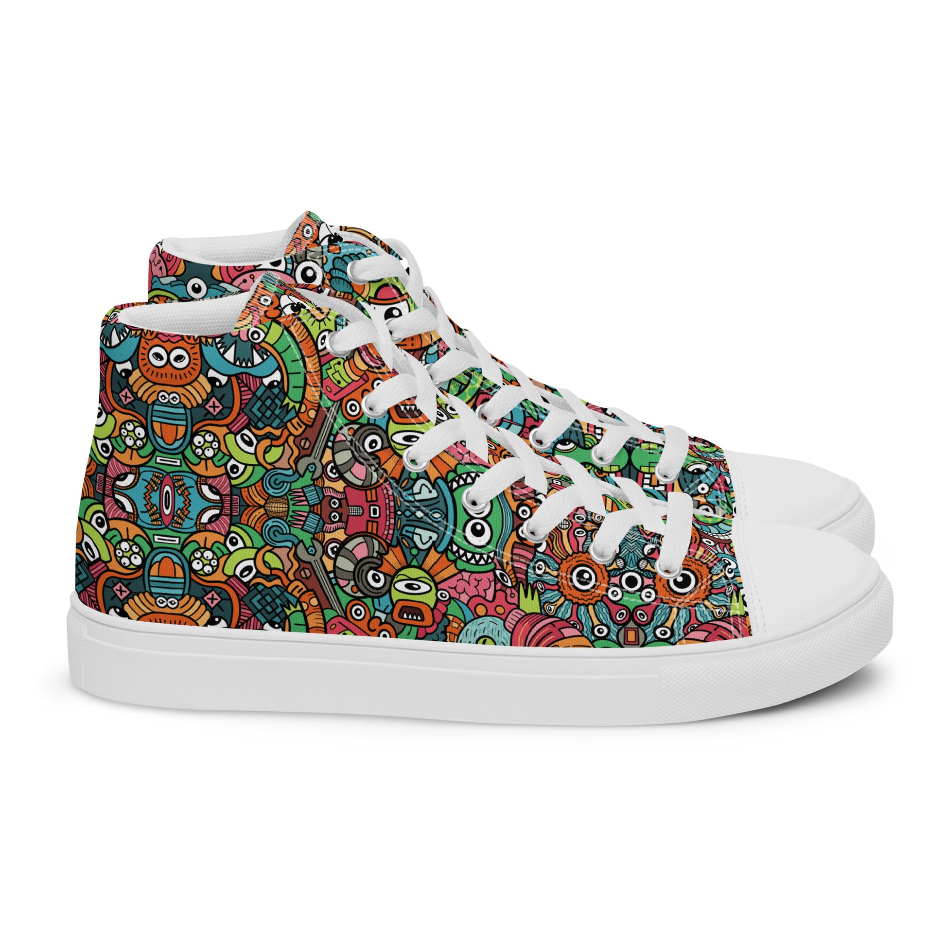 Robot Odyssey: A High-Tech Adventure with Quirky Bots - Women’s high top canvas shoes. Side view