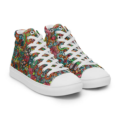 Robot Odyssey: A High-Tech Adventure with Quirky Bots - Women’s high top canvas shoes. Overview