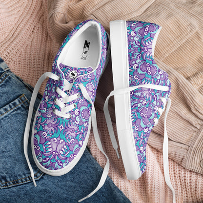Planet 5: Aquatic Creatures from the Doodles of the Galaxy - Women’s lace-up canvas shoes. Wear them now!