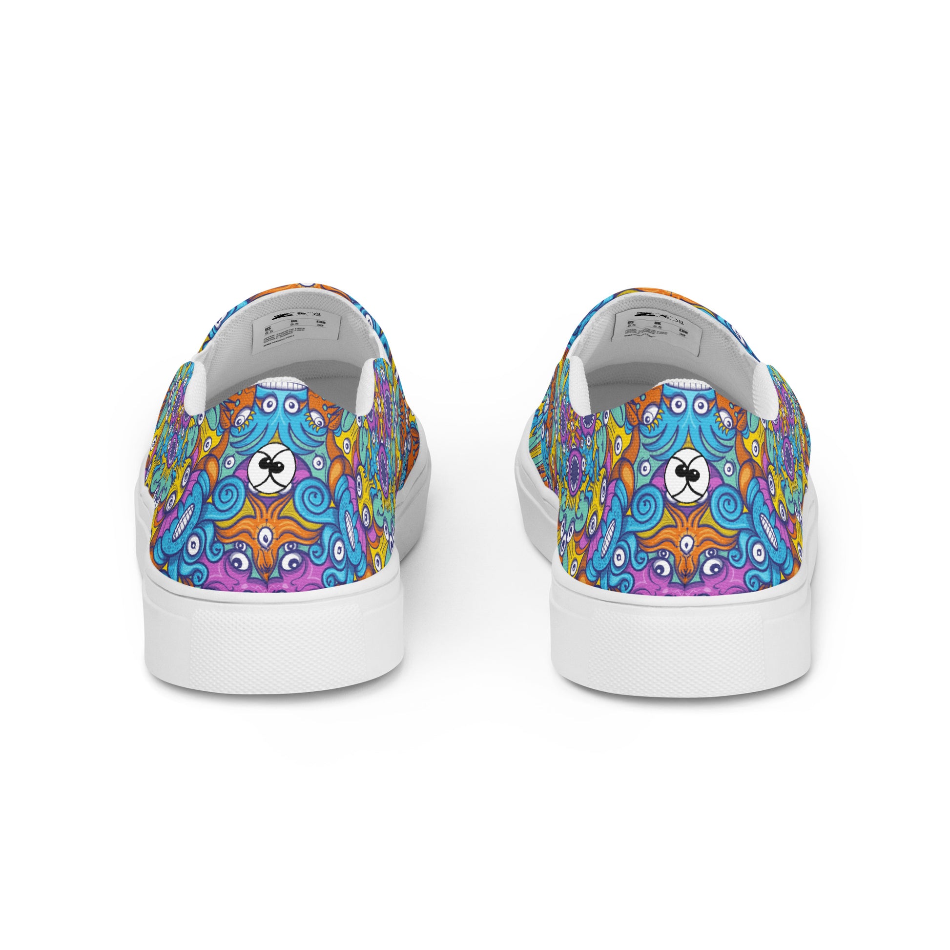 The ultimate sea beasts cast from the deep end of the ocean - Women’s slip-on canvas shoes. Back view