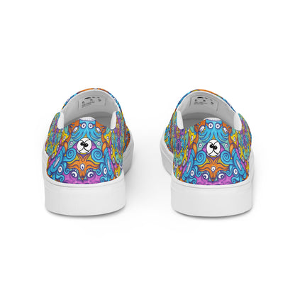The ultimate sea beasts cast from the deep end of the ocean - Women’s slip-on canvas shoes. Back view