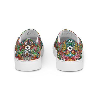 Robot Odyssey: A High-Tech Adventure with Quirky Bots - Women’s slip-on canvas shoes. Back view