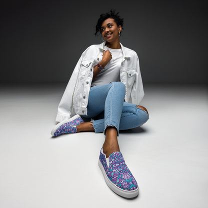 Planet 5: Aquatic Creatures from the Doodles of the Galaxy - Women’s slip-on canvas shoes. Lifestyle