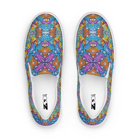 The ultimate sea beasts cast from the deep end of the ocean - Women’s slip-on canvas shoes. Top view