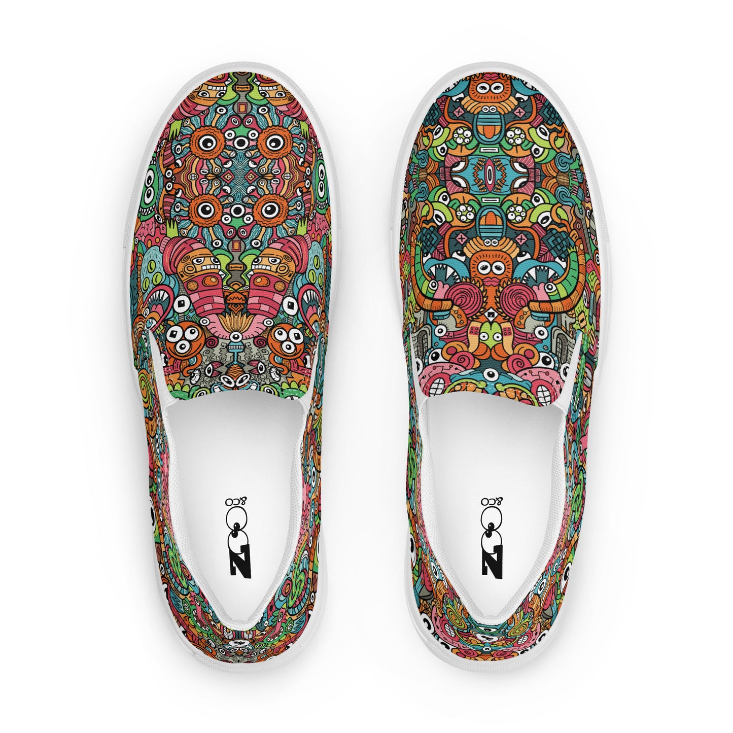 Robot Odyssey: A High-Tech Adventure with Quirky Bots - Women’s slip-on canvas shoes. Top view