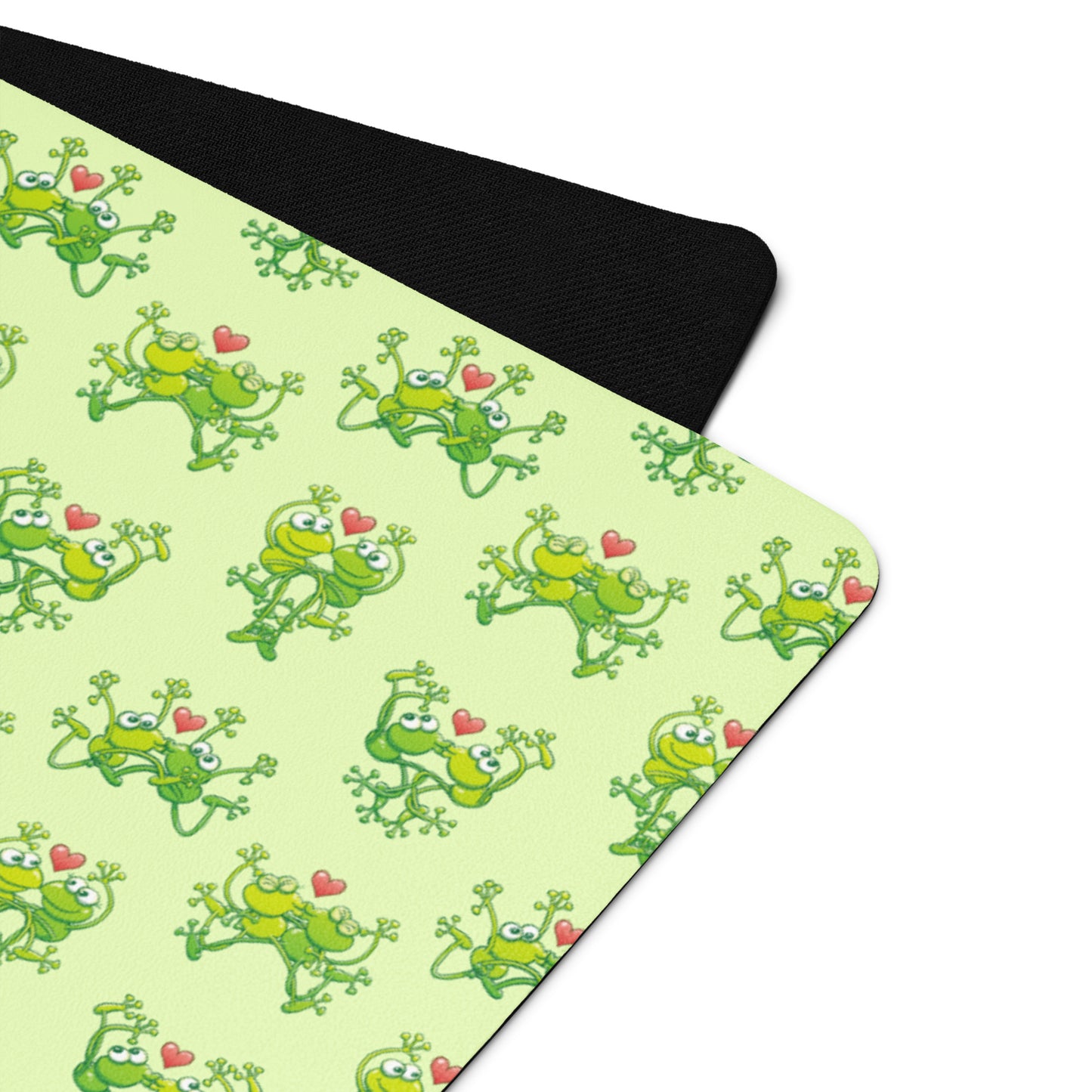 Green frogs are calling for love Yoga mat. Overview