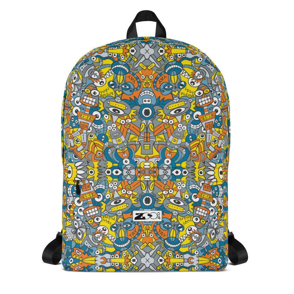 Retro robots doodle art Backpack-Backpacks