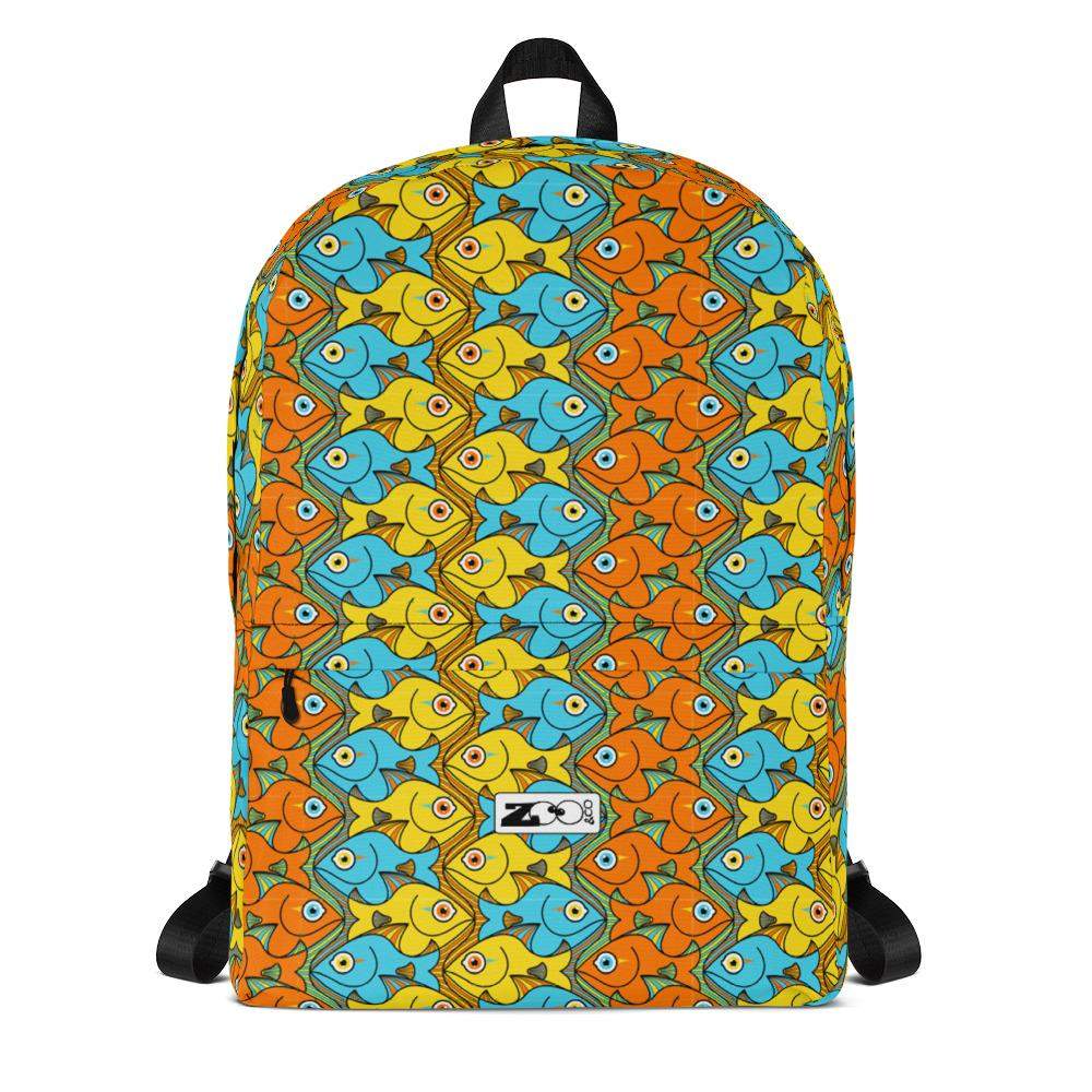 Smiling colorful fishes pattern Backpack-Backpacks