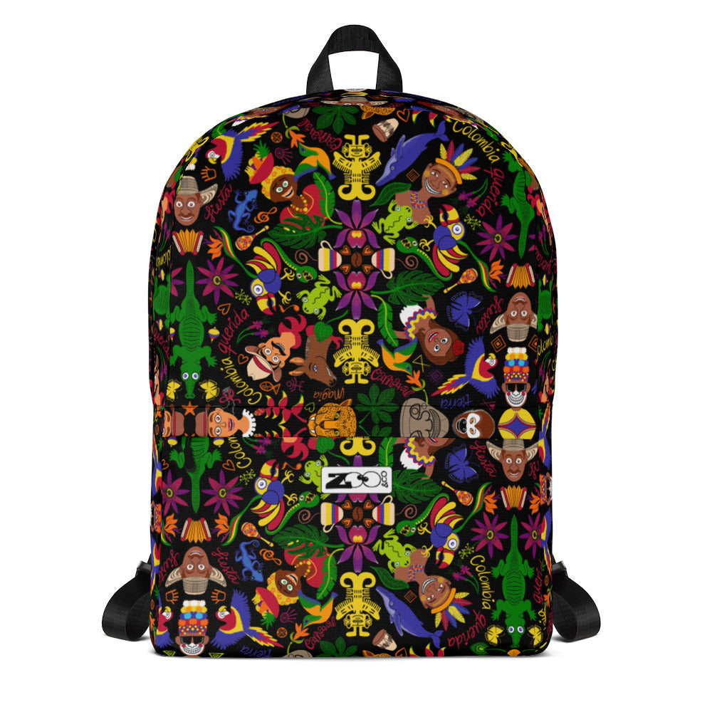 Colombia, the charm of a magical country Backpack. Front view