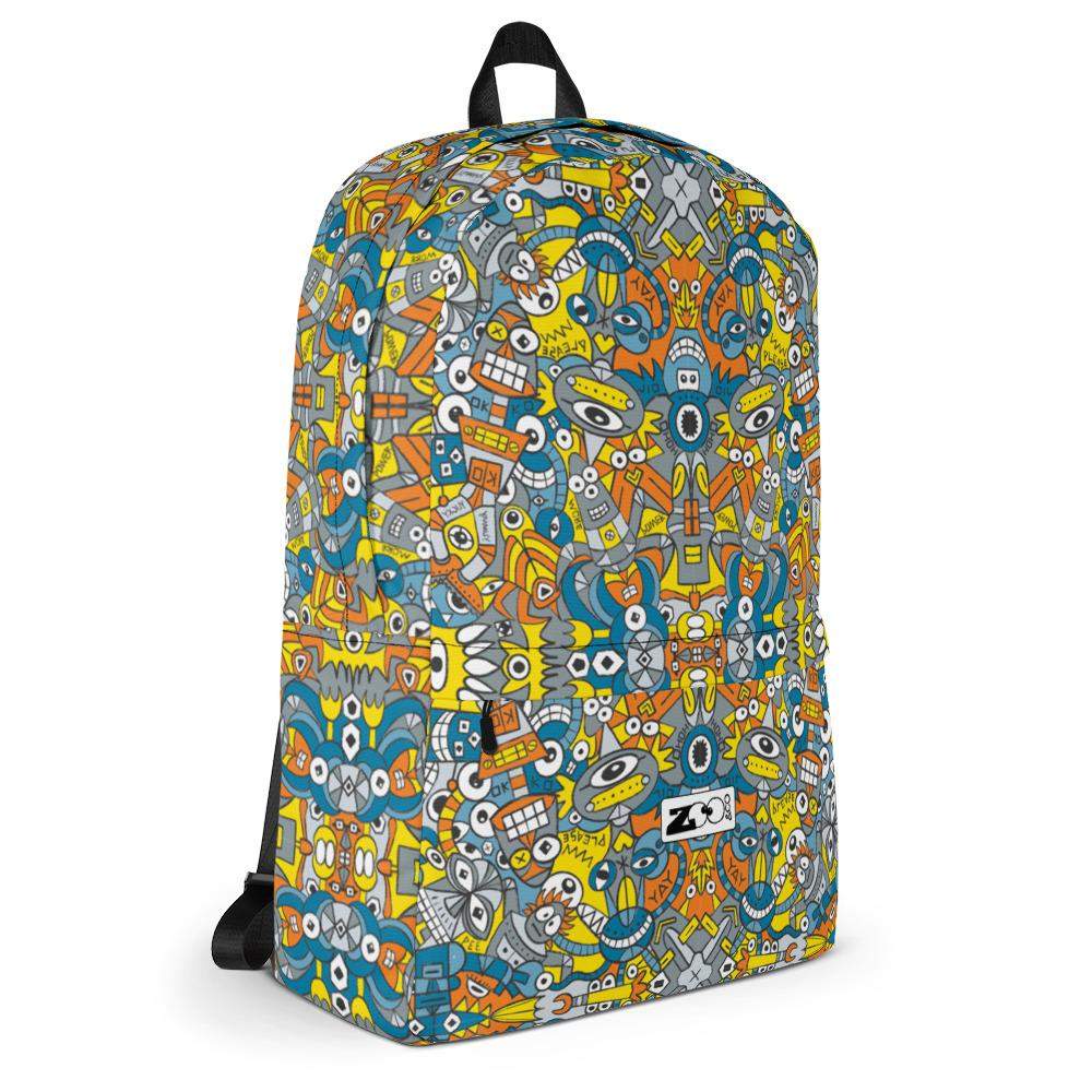 Retro robots doodle art Backpack-Backpacks