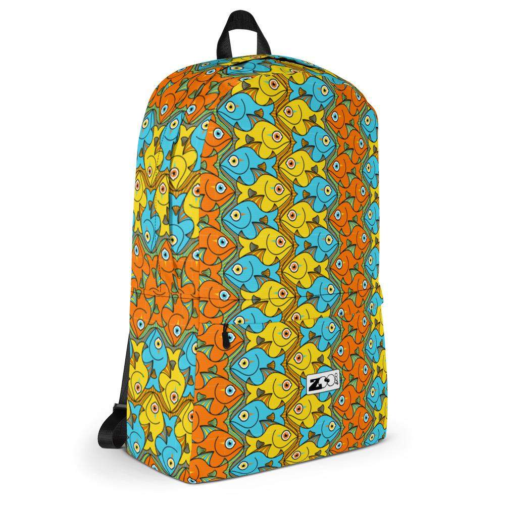 Smiling colorful fishes pattern Backpack-Backpacks