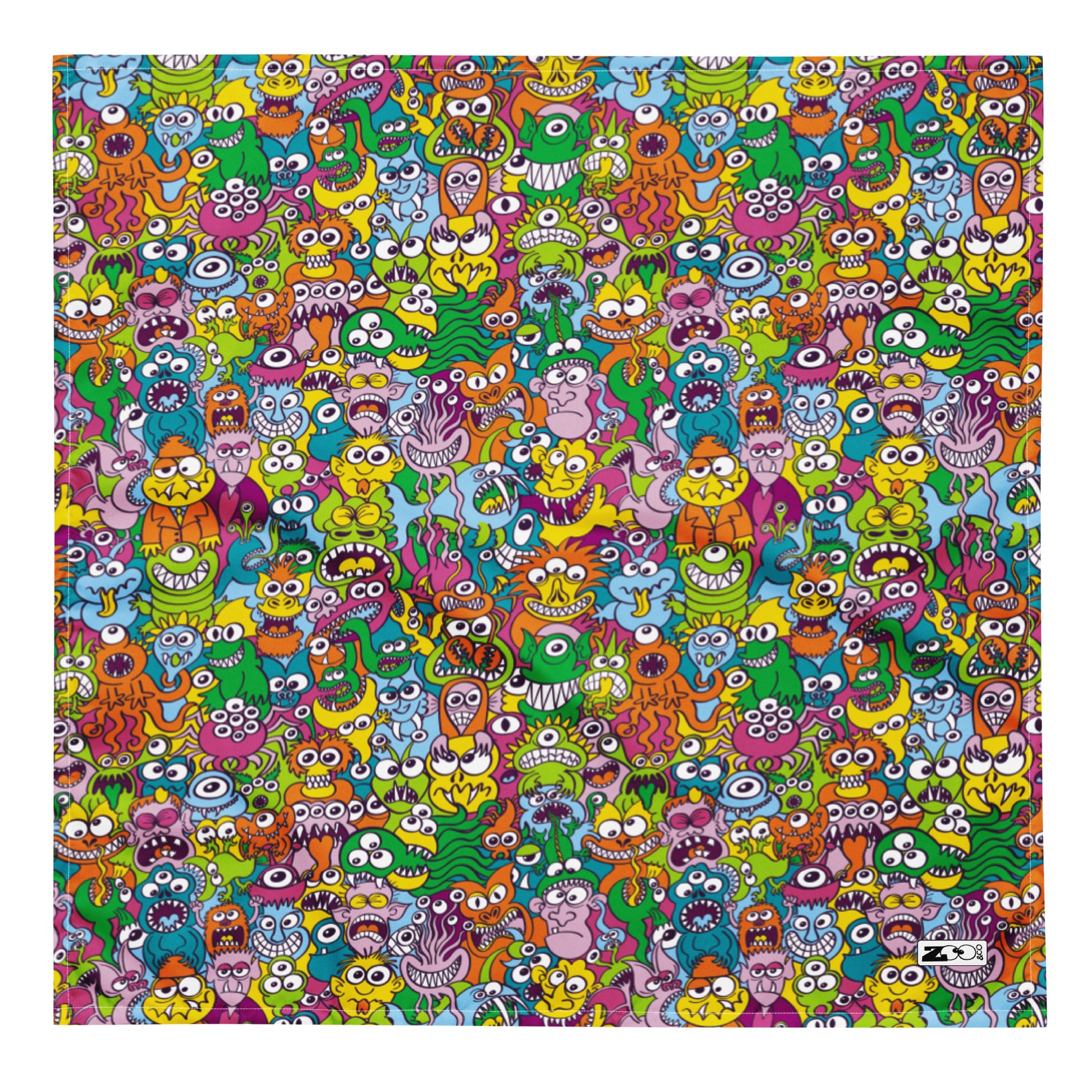 Terrific Halloween creatures ready for a horror movie All-over print bandana. Large size