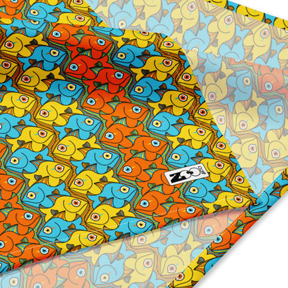 Smiling fishes colorful pattern All-over print bandana. Zoo&co branded product detail