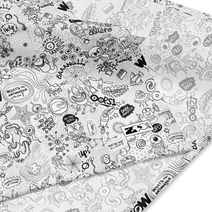 Celebrating the most comprehensive Doodle art of the universe All-over print bandana. Product details