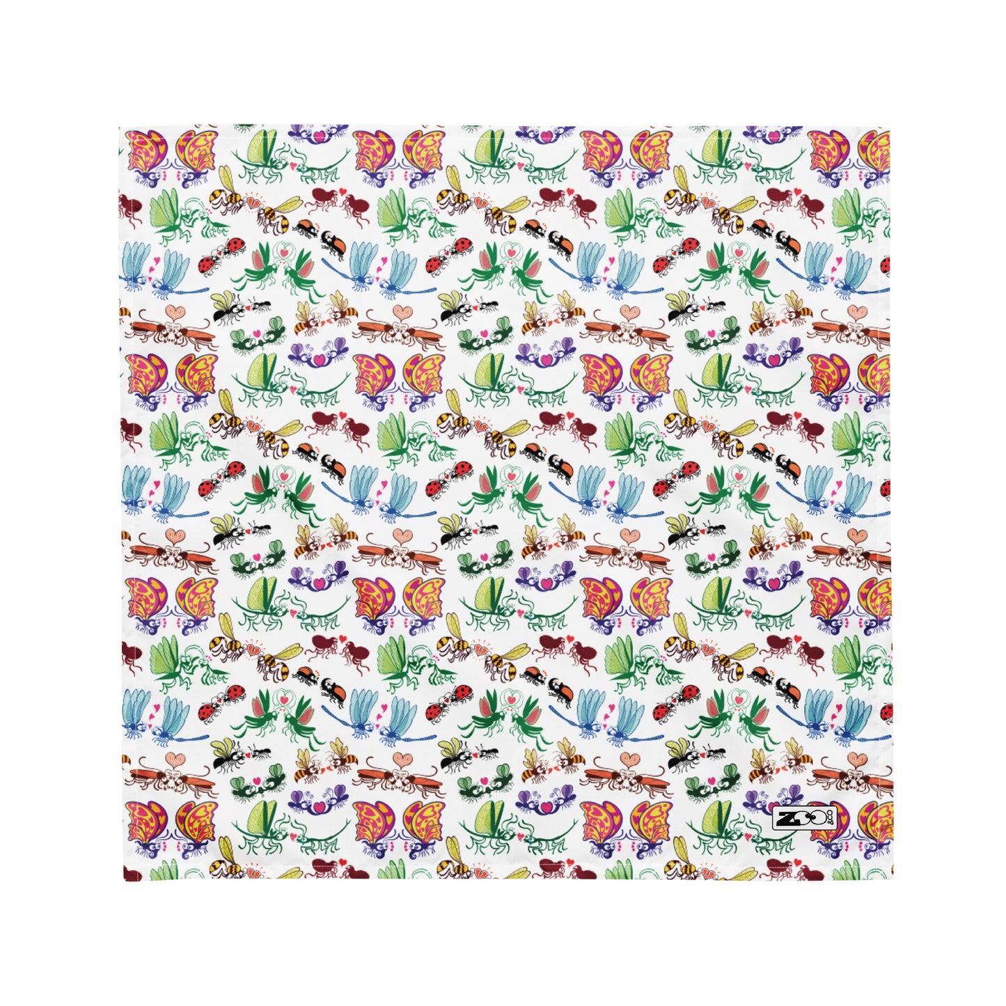 Cool insects madly in love All-over print bandana. Medium size