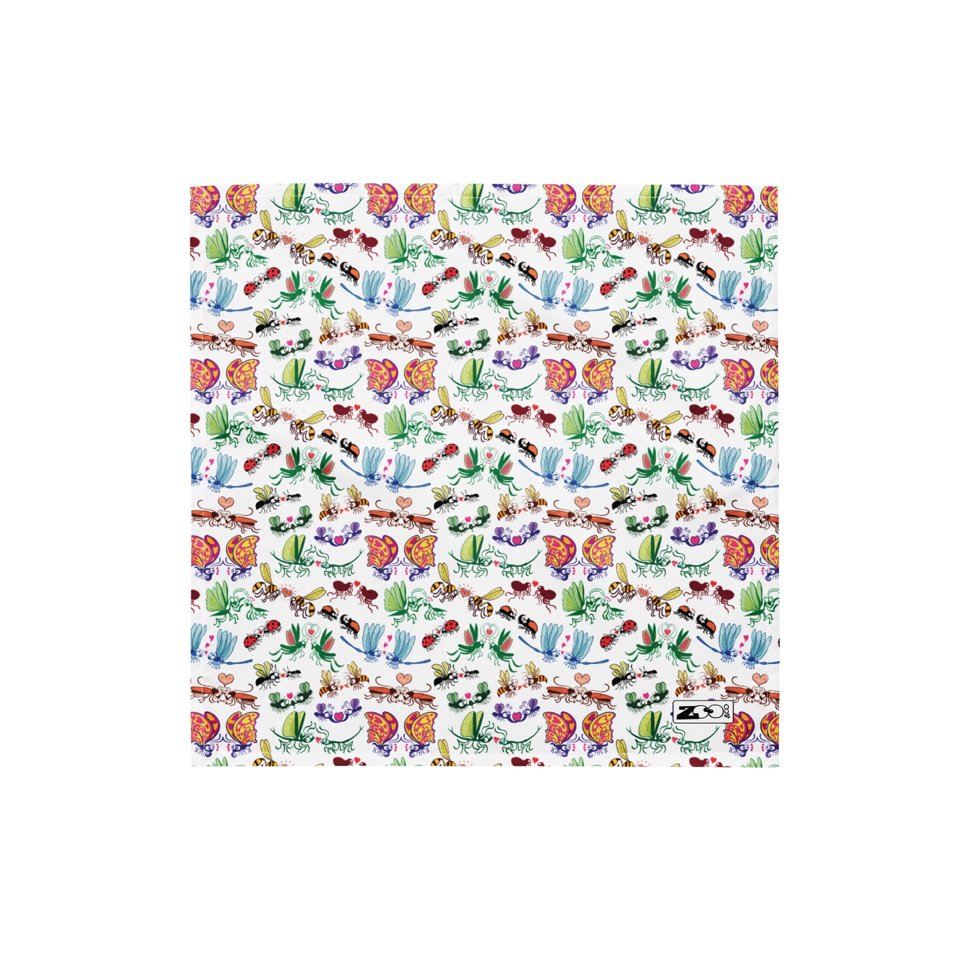 Cool insects madly in love All-over print bandana. Small size