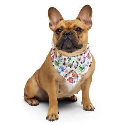 Cool insects madly in love All-over print bandana. Lovely dog wearing All-over print bandana as a Necktie