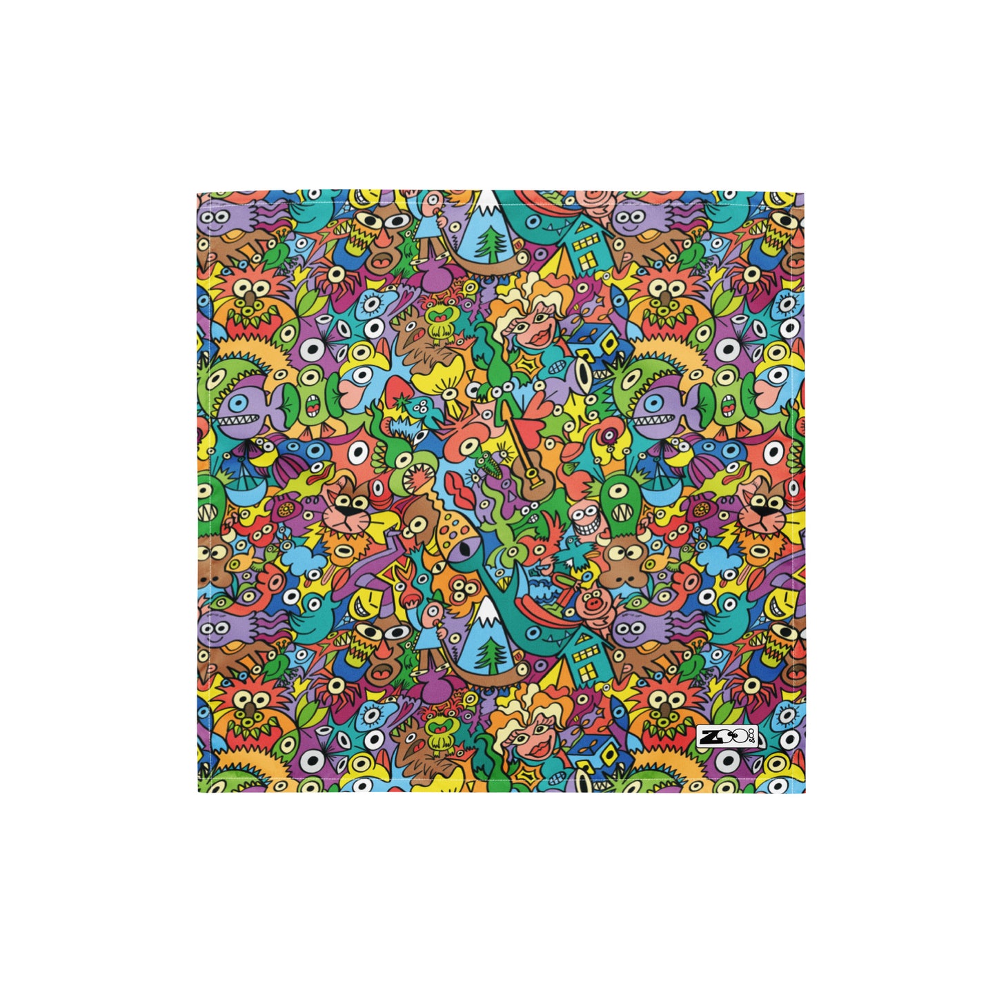 Cheerful crowd enjoying a lively carnival All-over print bandana. Small size