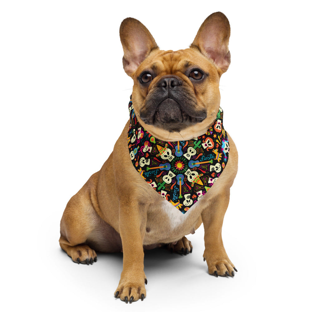 Day of the dead Mexican holiday All-over print bandana. Cute dog wearing bandana by Zoo&co