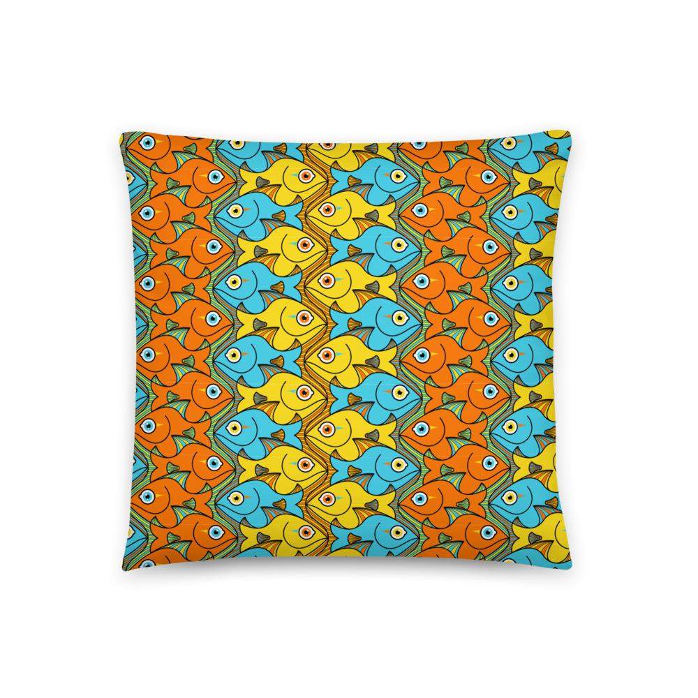 Smiling colorful fishes pattern Basic Pillow-Basic pillows