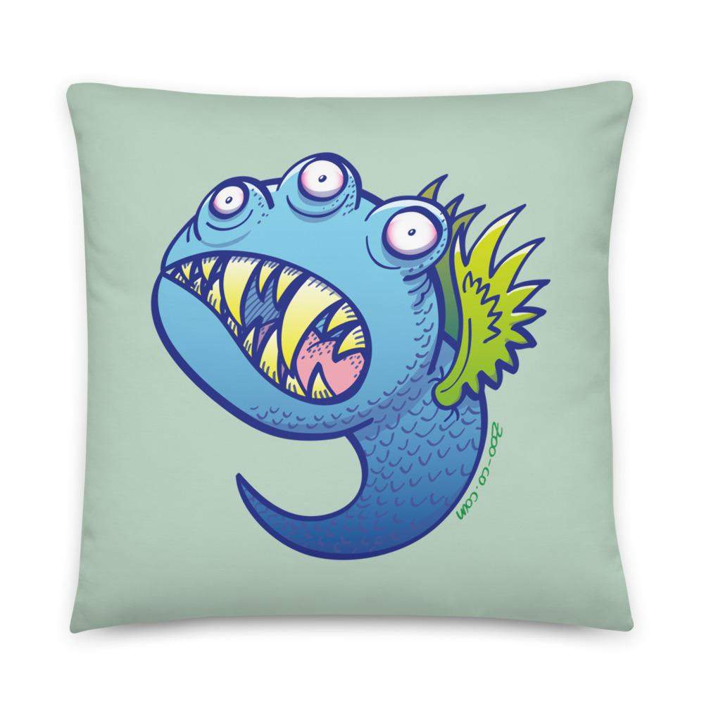 Winged little blue monster Basic Pillow-Basic pillows