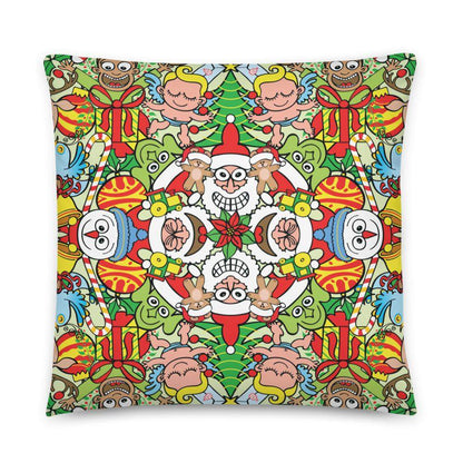 Crazy Christmas in a weird pattern design Basic Pillow-Basic pillows